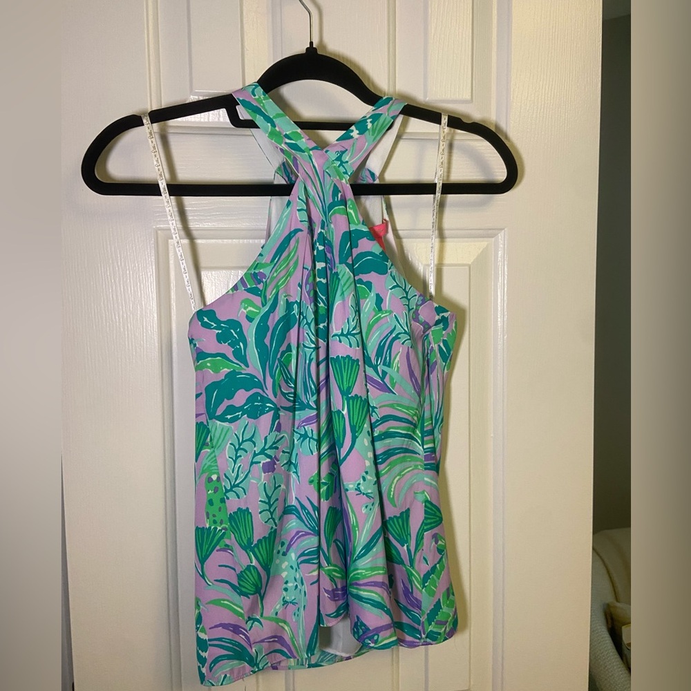 Lilly Pulitzer Tropical Print Tank Top in Green and Blue